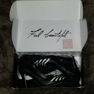 Black and white heels